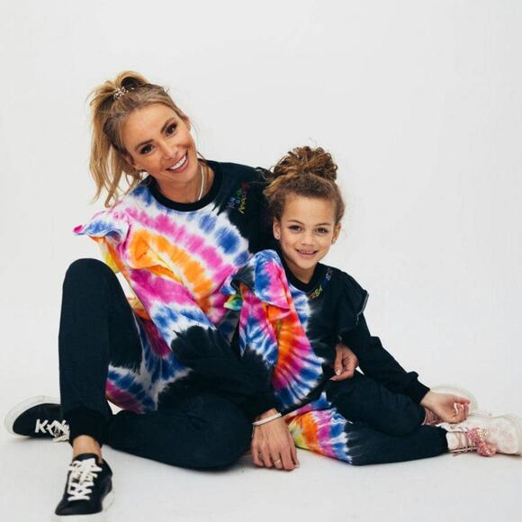 NWT Lola + The Boys Women’s Rainbow Tie Dye Ruffle Co-ord Set Large - Picture 2 of 8